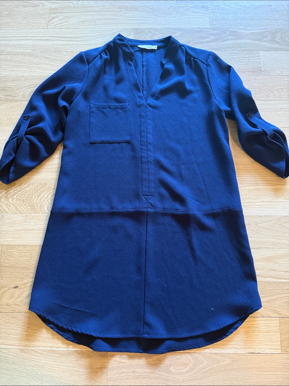 Lush Navy Blue V-Neck Tunic Dress
